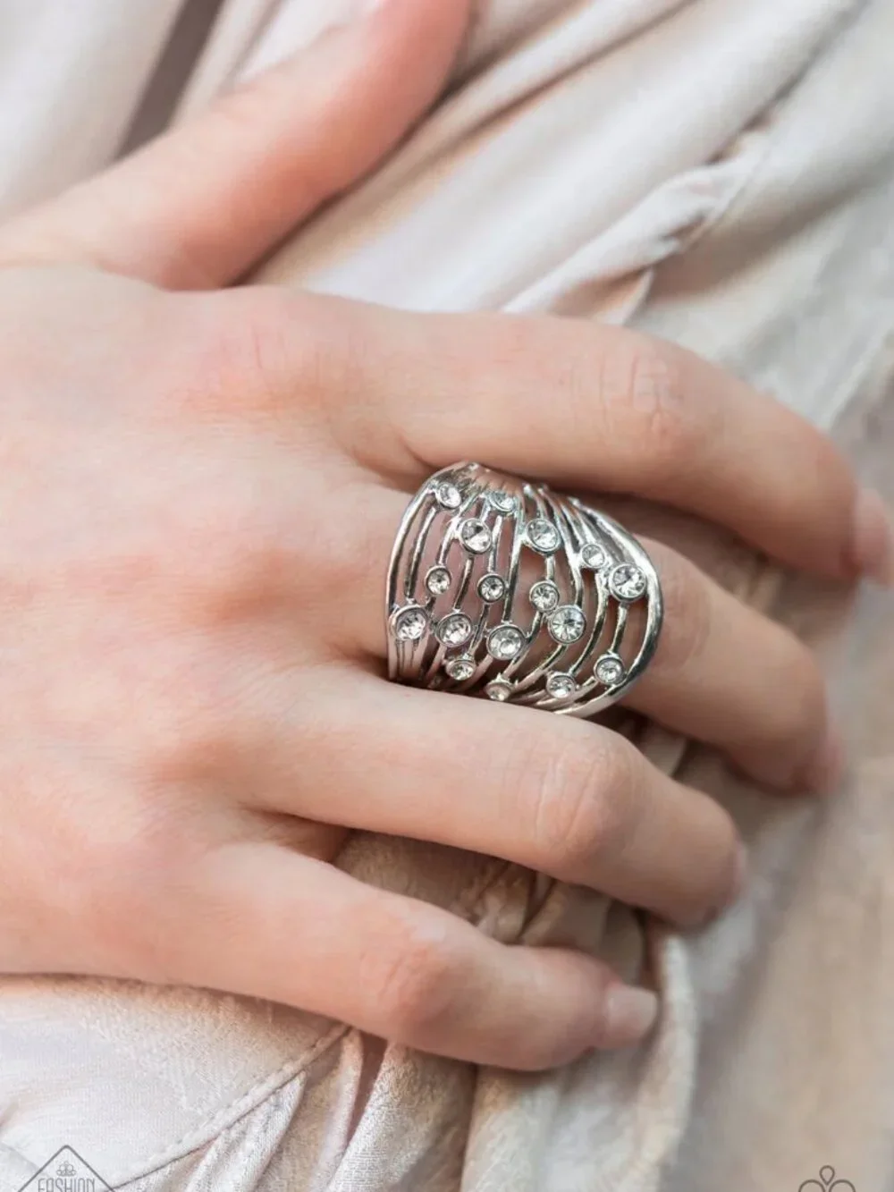 Paparazzi Jewelry Accessories - Radiantly Rising - White Ring - Vintage